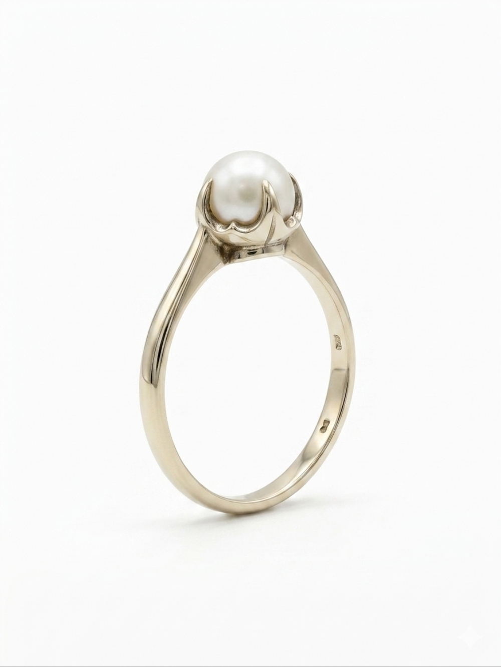Claw Prong Art Deco Japanese Saltwater Akoya Cultured Pearl Ring 925 Sterling S.